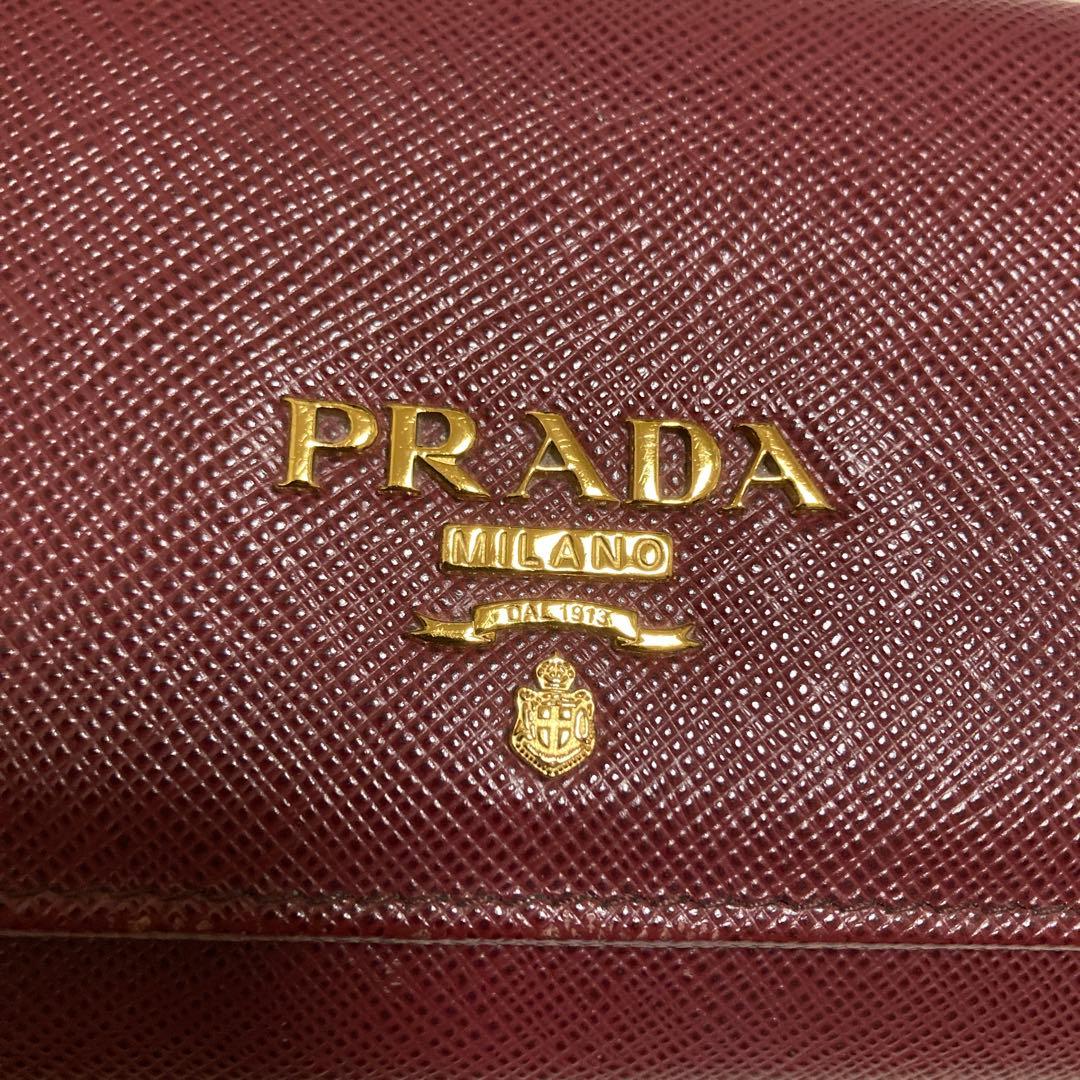 PRADA バーガンディ 長財布　サフィアーノ　レザー