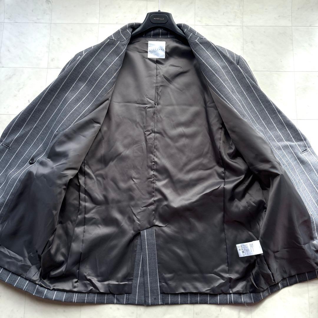 シティショップ 美品 オーバーサイズ Wジャケット グレー ストライプ
