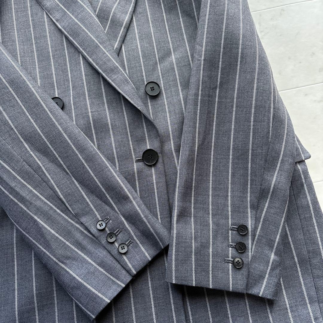 シティショップ 美品 オーバーサイズ Wジャケット グレー ストライプ