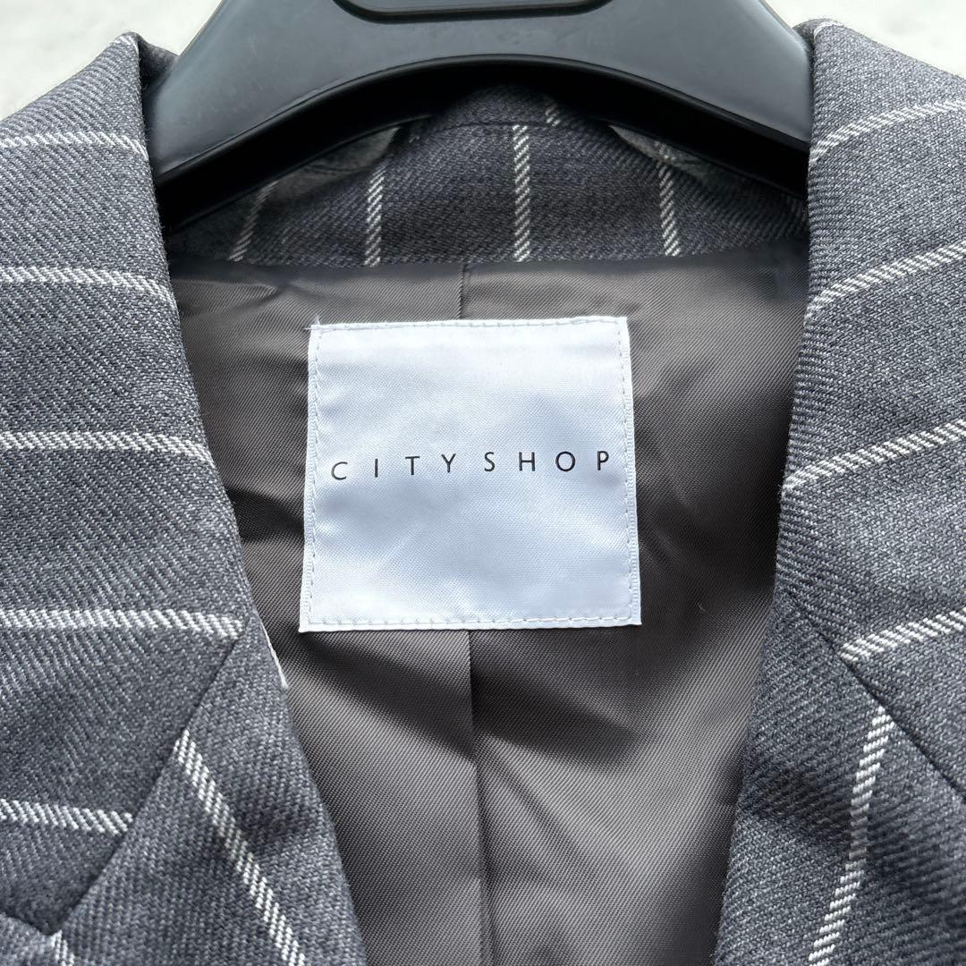 シティショップ 美品 オーバーサイズ Wジャケット グレー ストライプ