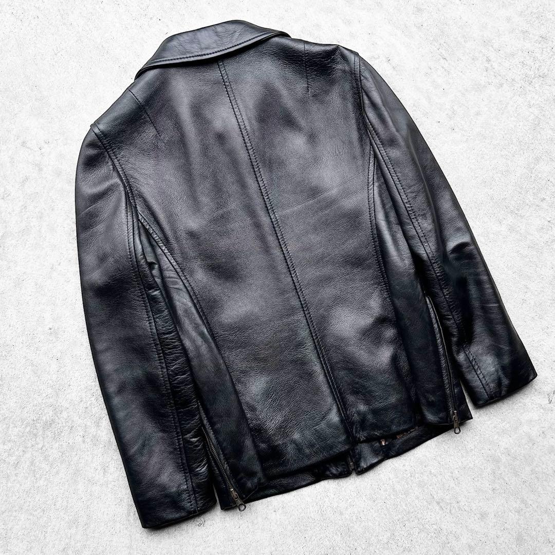 極美品 DOLCE&GABBANA 本革 レザージャケット 裏地 レオパード