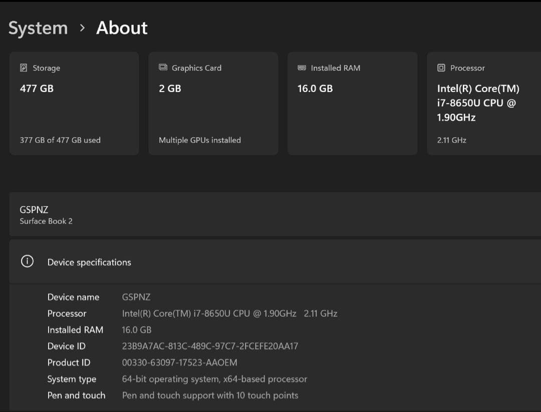 Surface Book 2 13.5インチ 16GB 512GB ペンドック付