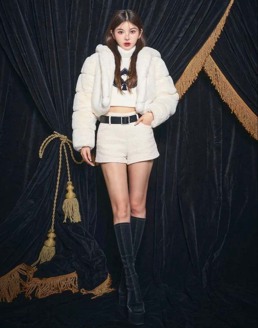 キルトボリュームファーショートコート Darich