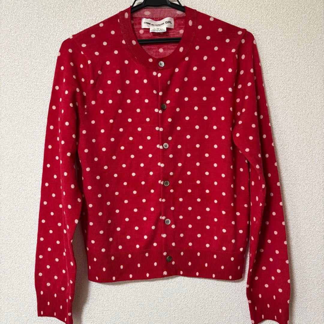 コムデギャルソンガール★レディース★カーディガン（赤×白の水玉）