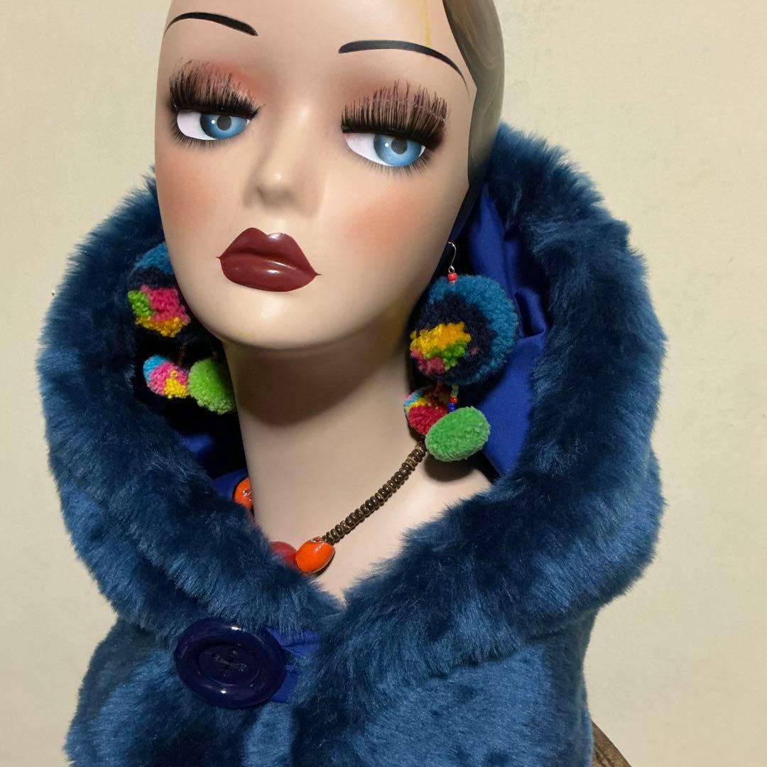 bulaun bulaunページです　ブルー系　ファー　フードスヌード