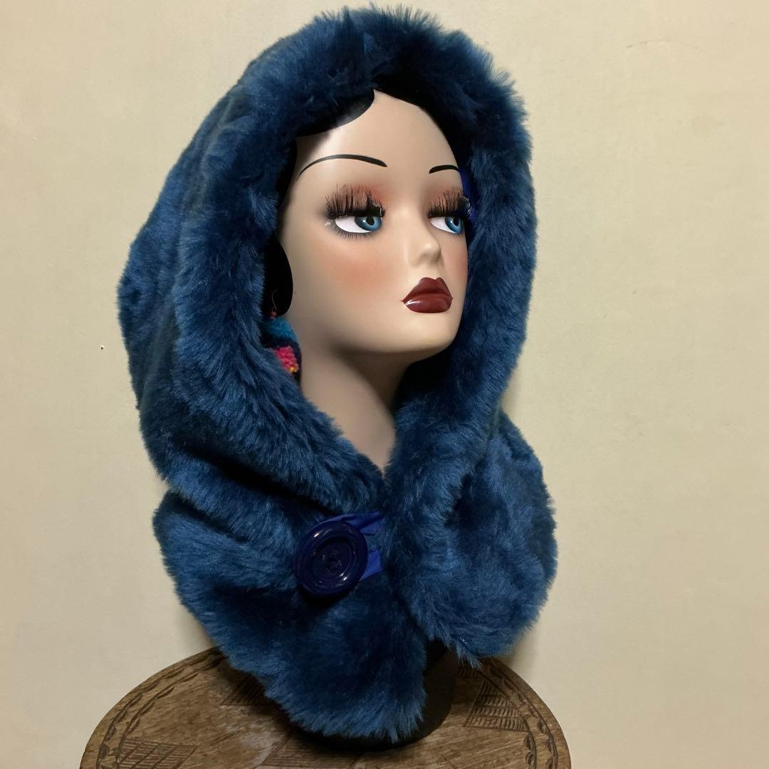 bulaun bulaunページです　ブルー系　ファー　フードスヌード