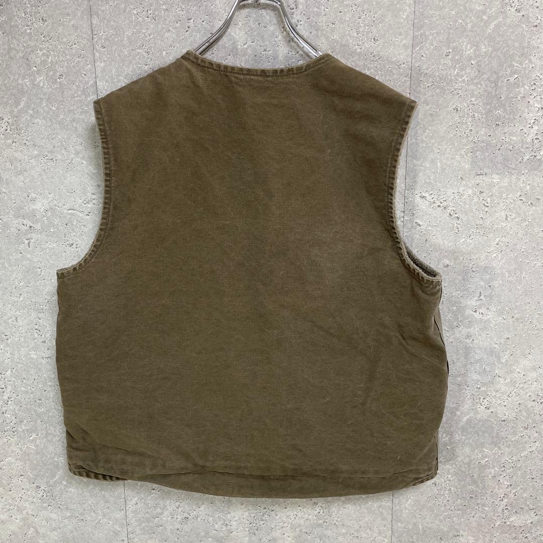 カーハート　ダックベスト　ブラウン系　ビックサイズ　裏ボア　XL