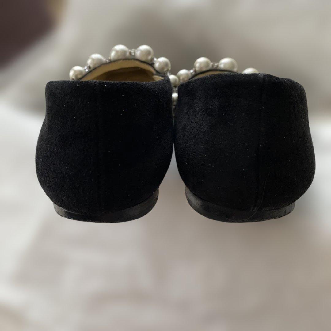 専用です‼️ JIMMY CHOO パール　ブラック フラットシューズ