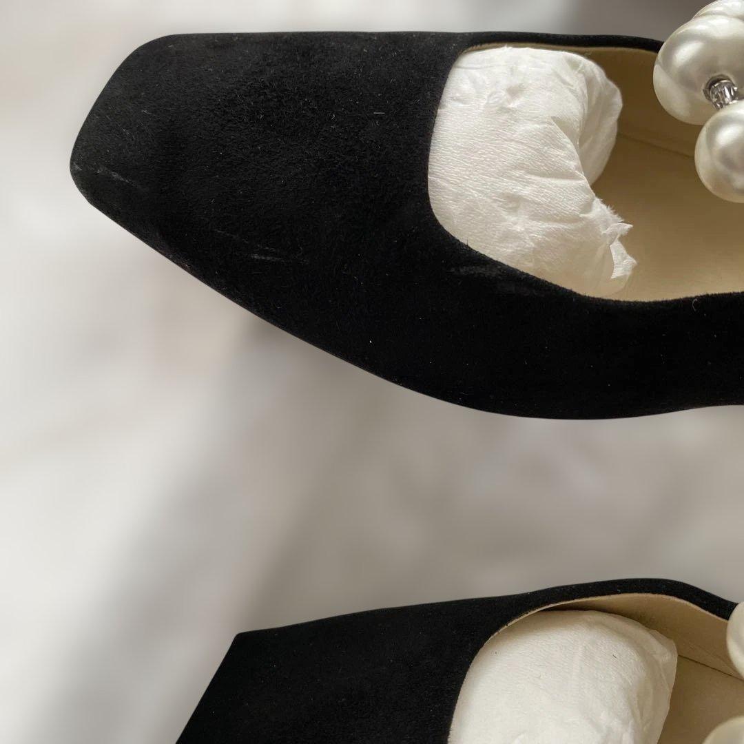 専用です‼️ JIMMY CHOO パール　ブラック フラットシューズ