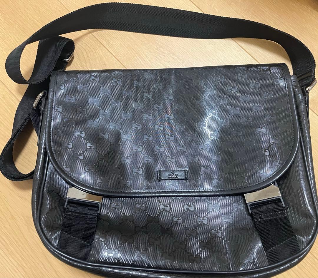 グッチ インプリメ メッセンジャーバッグ ショルダー GG柄 大容量 A4 黒