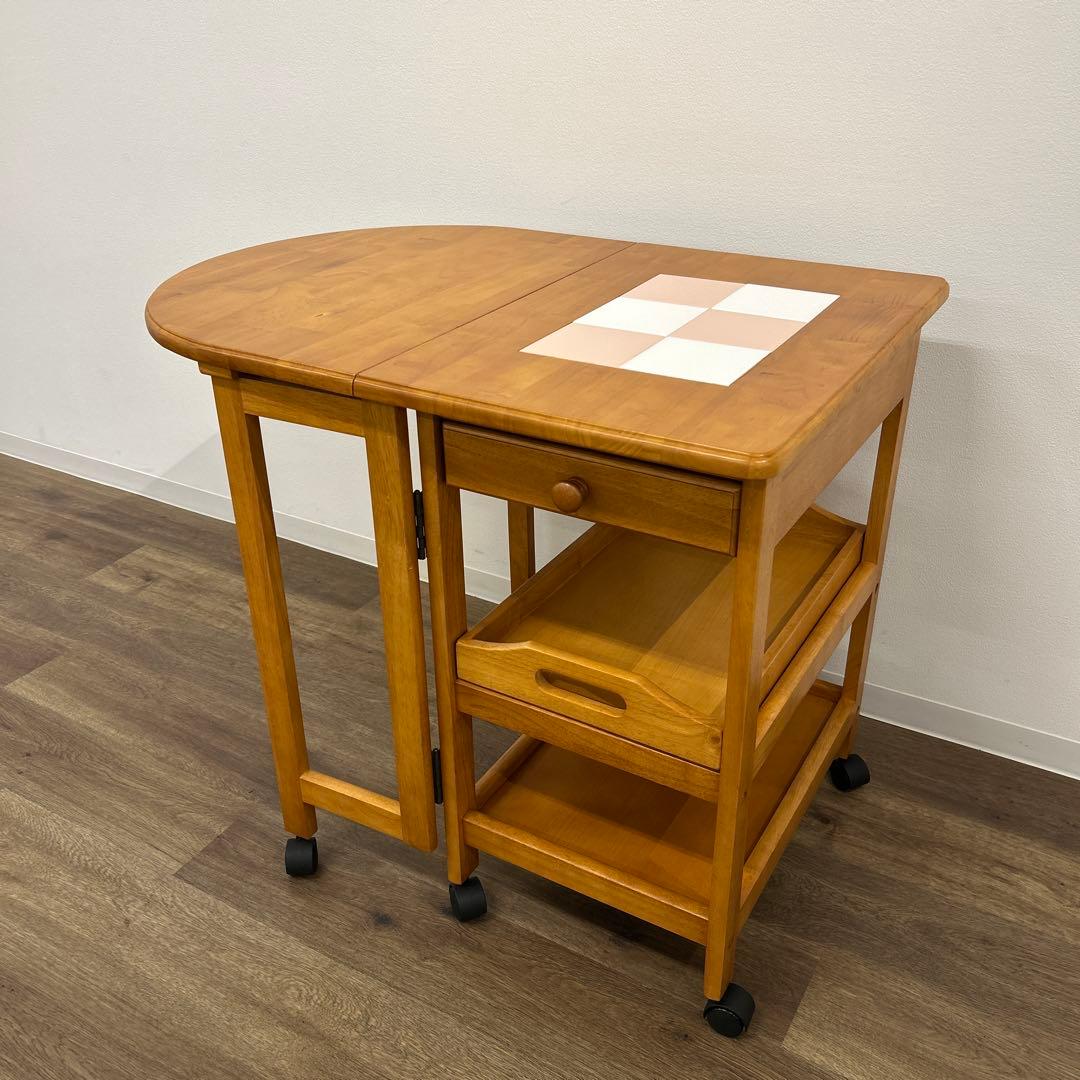 アウトレット★折畳み式キッチンワゴン キャスター付き バタフライワゴン 完成品