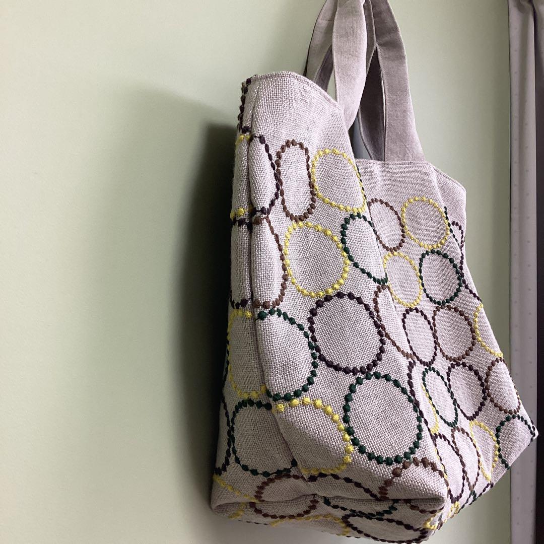 ミナペルホネンタンバリン両面でトートバッグ ハンドメイド