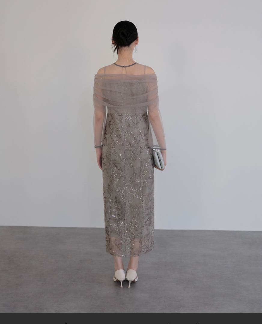 ★美品★Lejaチュールオフショルダー花柄OP結婚式お呼ばれワンピース/Sサイズ