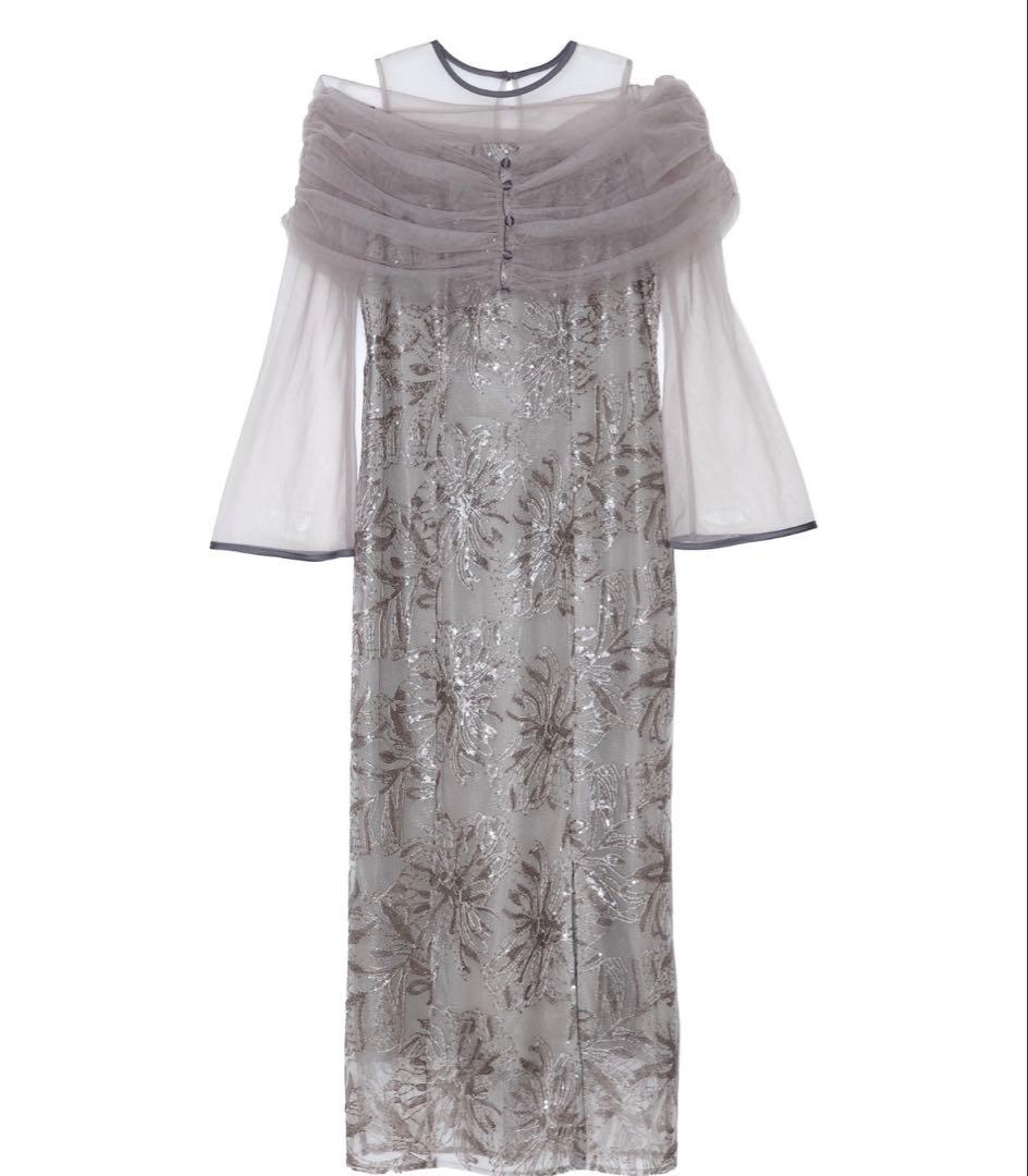 ★美品★Lejaチュールオフショルダー花柄OP結婚式お呼ばれワンピース/Sサイズ