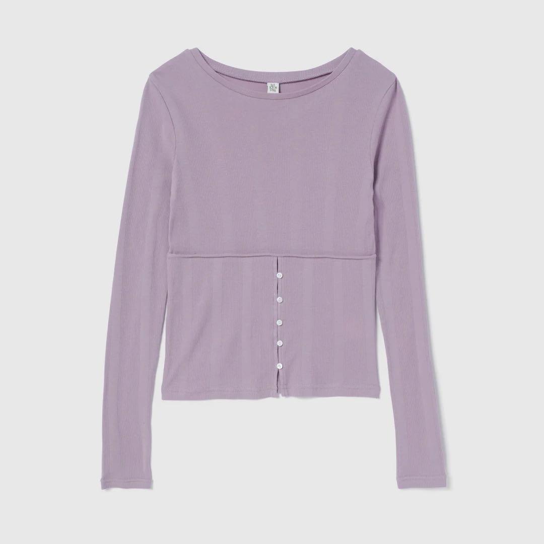 【新品タグ付き】Soft sheerランダムRIBコルセットトップス♡新色モーヴ