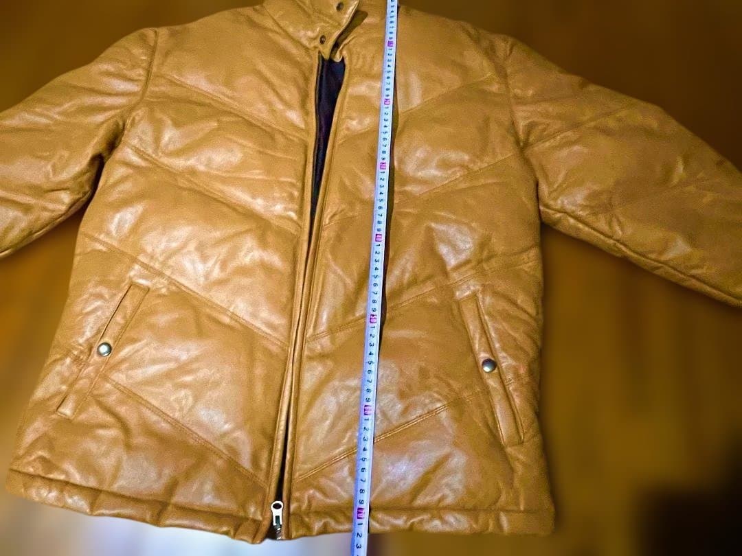 大幅値下　試着のみ　新品同様　羊レザーダウンジャケット Lサイズ　リブ袖