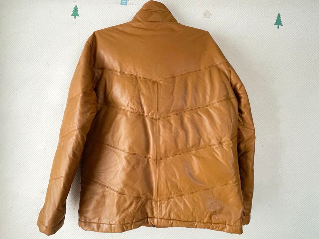 大幅値下　試着のみ　新品同様　羊レザーダウンジャケット Lサイズ　リブ袖