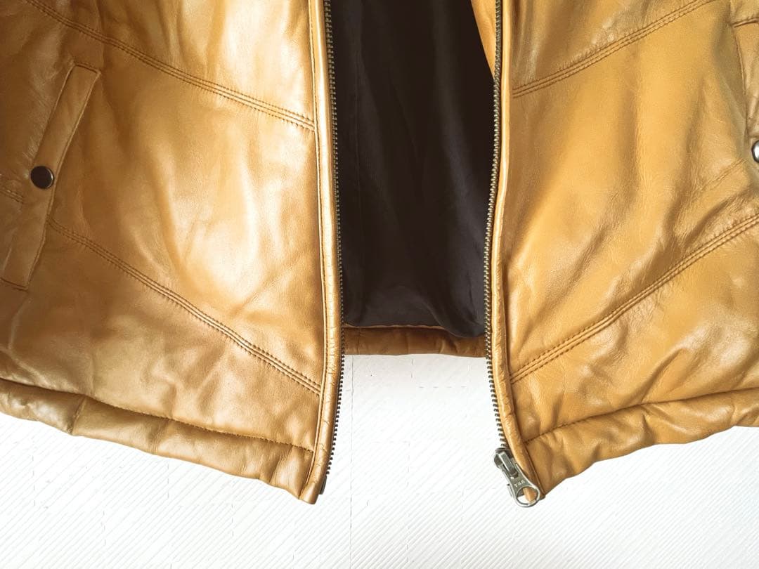 大幅値下　試着のみ　新品同様　羊レザーダウンジャケット Lサイズ　リブ袖