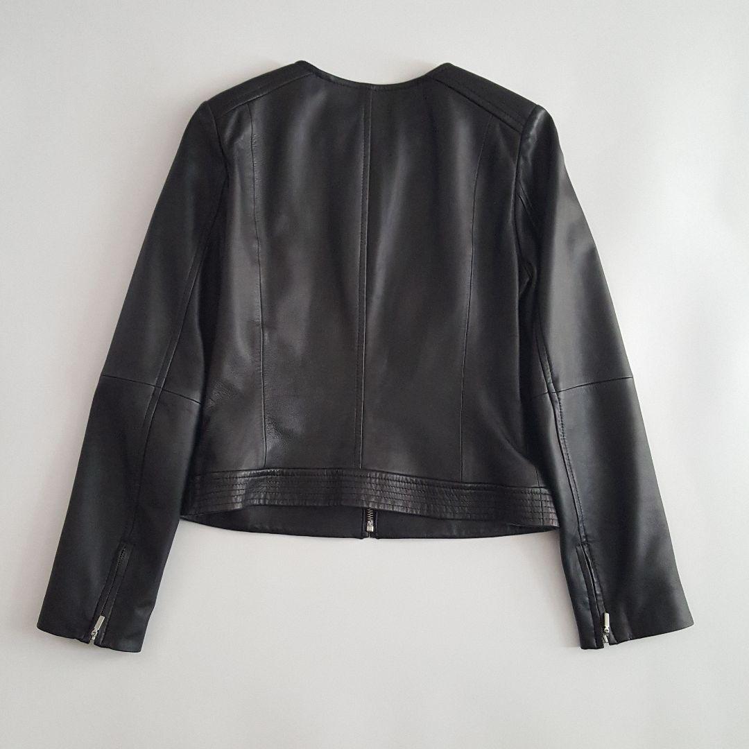 美品 アンタイトル ラムレザー ノーカラージャケット ブラック サイズ2