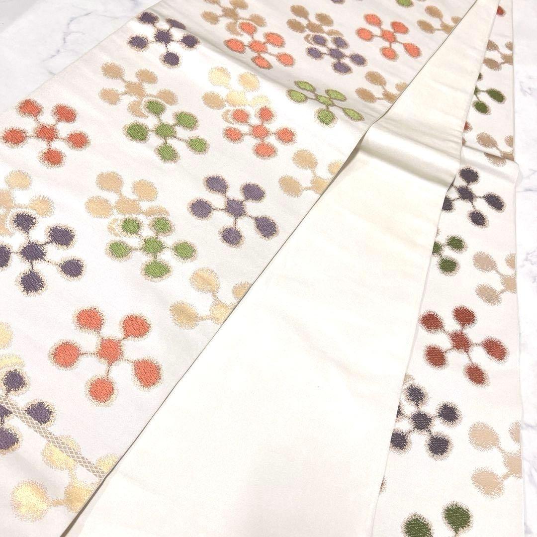 未着用　全通　袋帯　唐織　梅花模様　花模様　着物　093a p