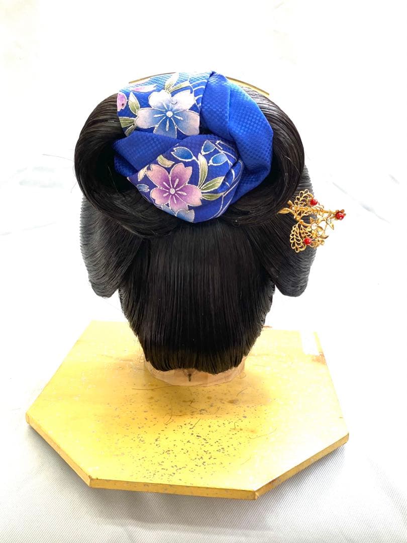 銀杏返し(黒髪、生え際網無しタイプ)中サイズ、中古舞踊かつら、大衆演劇かつら