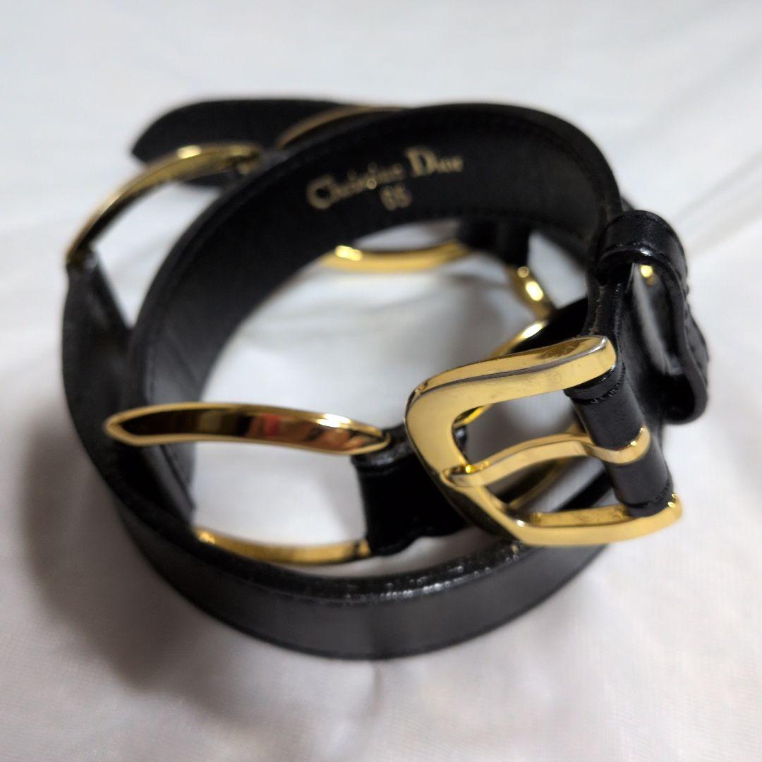 希少デザイン　クリスチャンディオール　ベルト　ゴールドチェーン 革