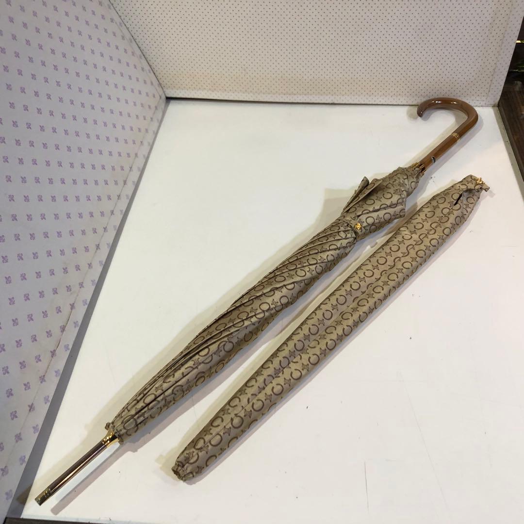 セリーヌ CELINE 長傘 トリオンフCマカダム 総柄 ベージュ 90cm