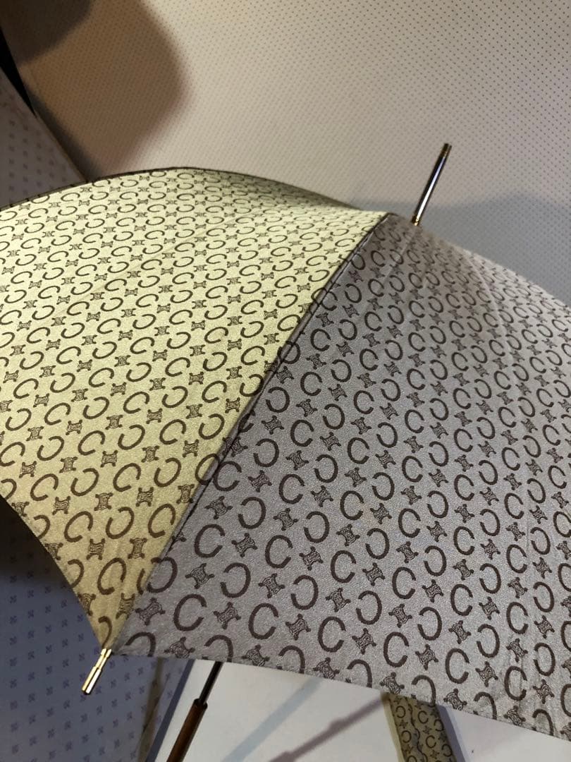 セリーヌ CELINE 長傘 トリオンフCマカダム 総柄 ベージュ 90cm
