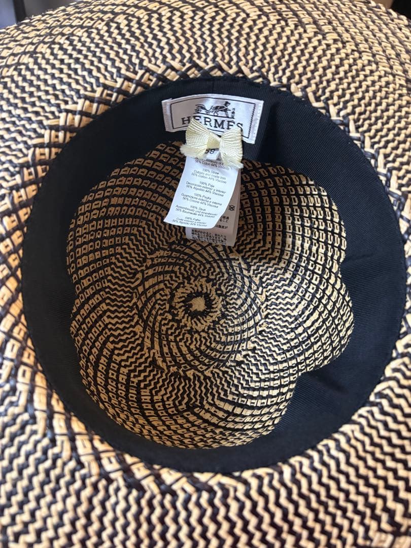 超美品エルメス ハット ストローハット サイズ58 HERMES 麦わら帽子