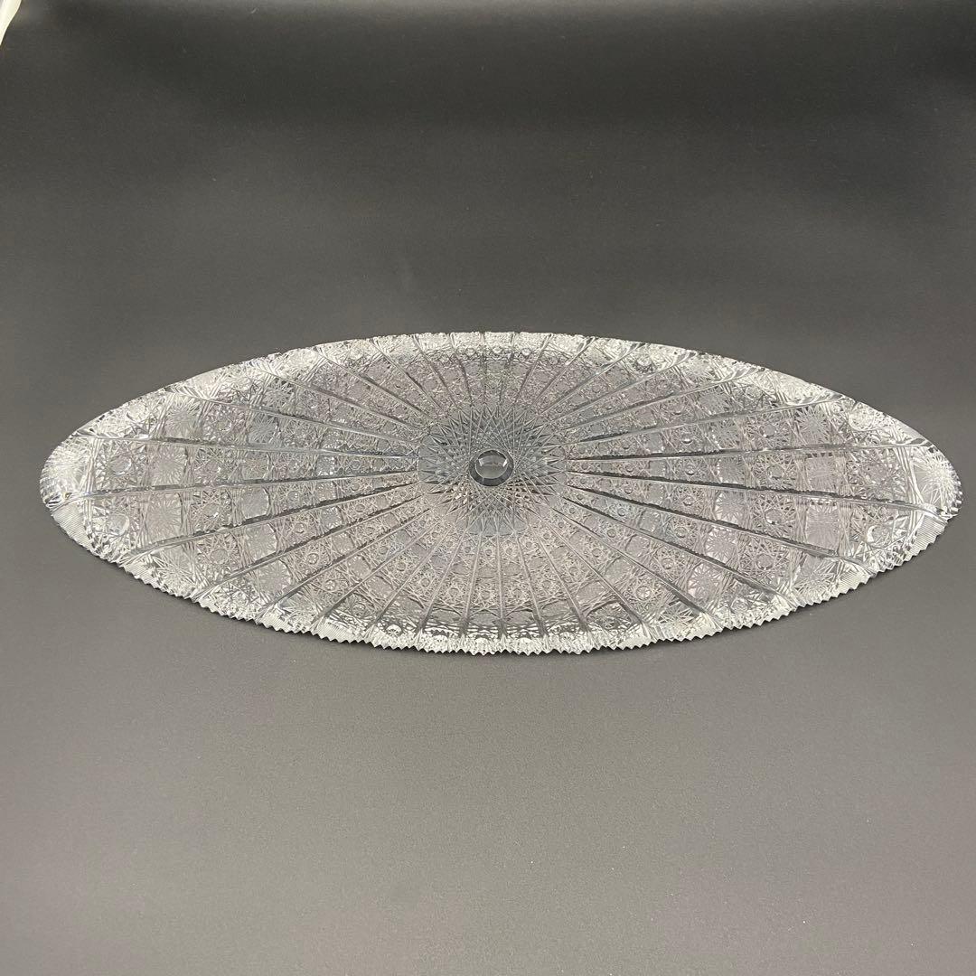ボヘミアガラス クリスタル ラスカ 楕円 オーバル 大皿 54cm 箱あり