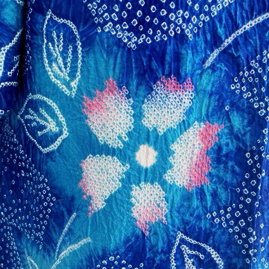有松絞り・有松鳴海絞り　浴衣　ロイヤルブルー　身丈155cm No.5-190