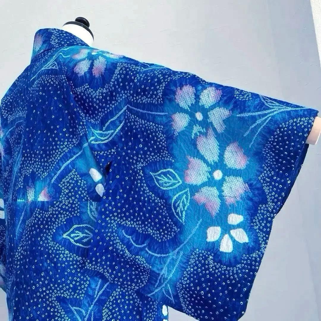 有松絞り・有松鳴海絞り　浴衣　ロイヤルブルー　身丈155cm No.5-190