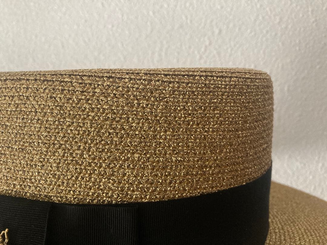 GUCCI ストローハット 黒リボン