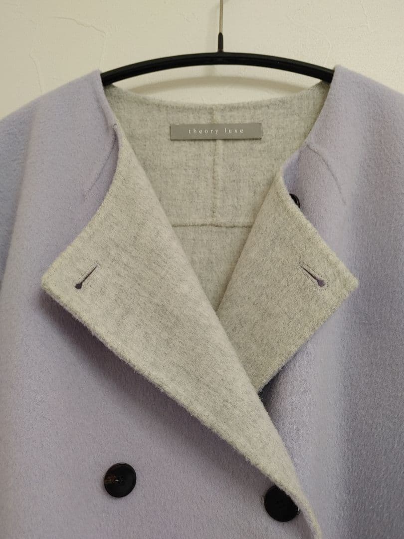 theory luxe 薄紫 ダブルボタン コート