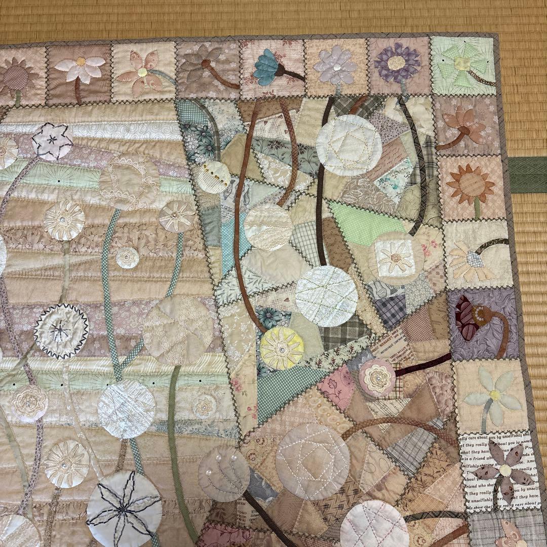 大判タペストリー　手作りキルティングマット 花柄