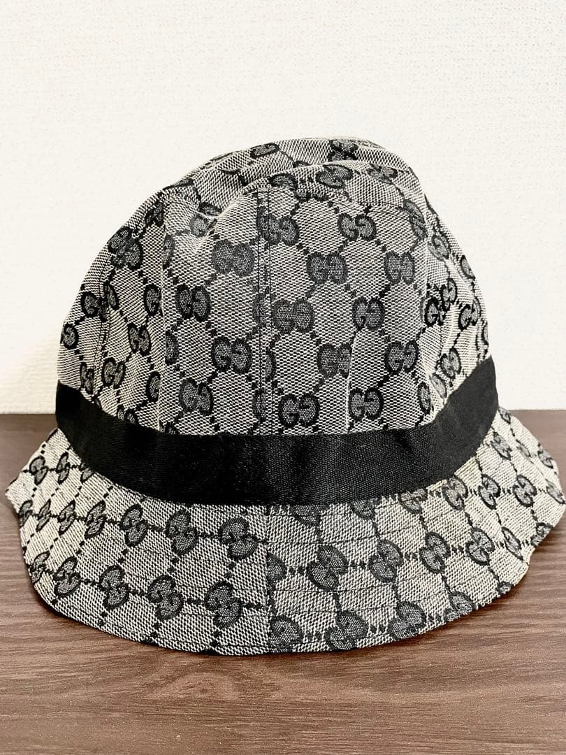美品 GUCCI GGパターン バケットハット グレー/ブラック
