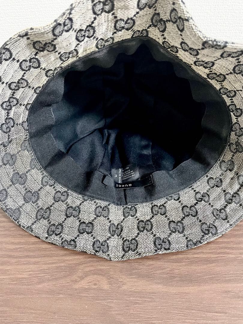 美品 GUCCI GGパターン バケットハット グレー/ブラック
