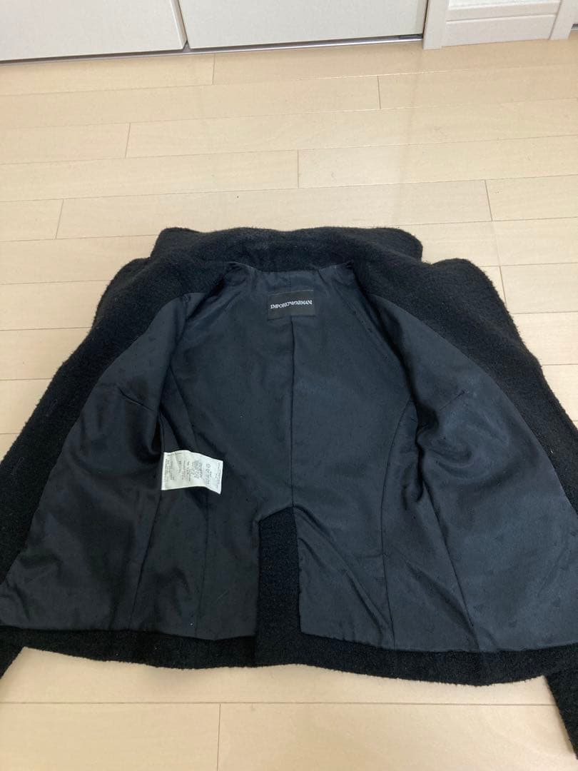 ☆エンポリオアルマーニ☆ ボア生地 ブラック テーラードジャケット