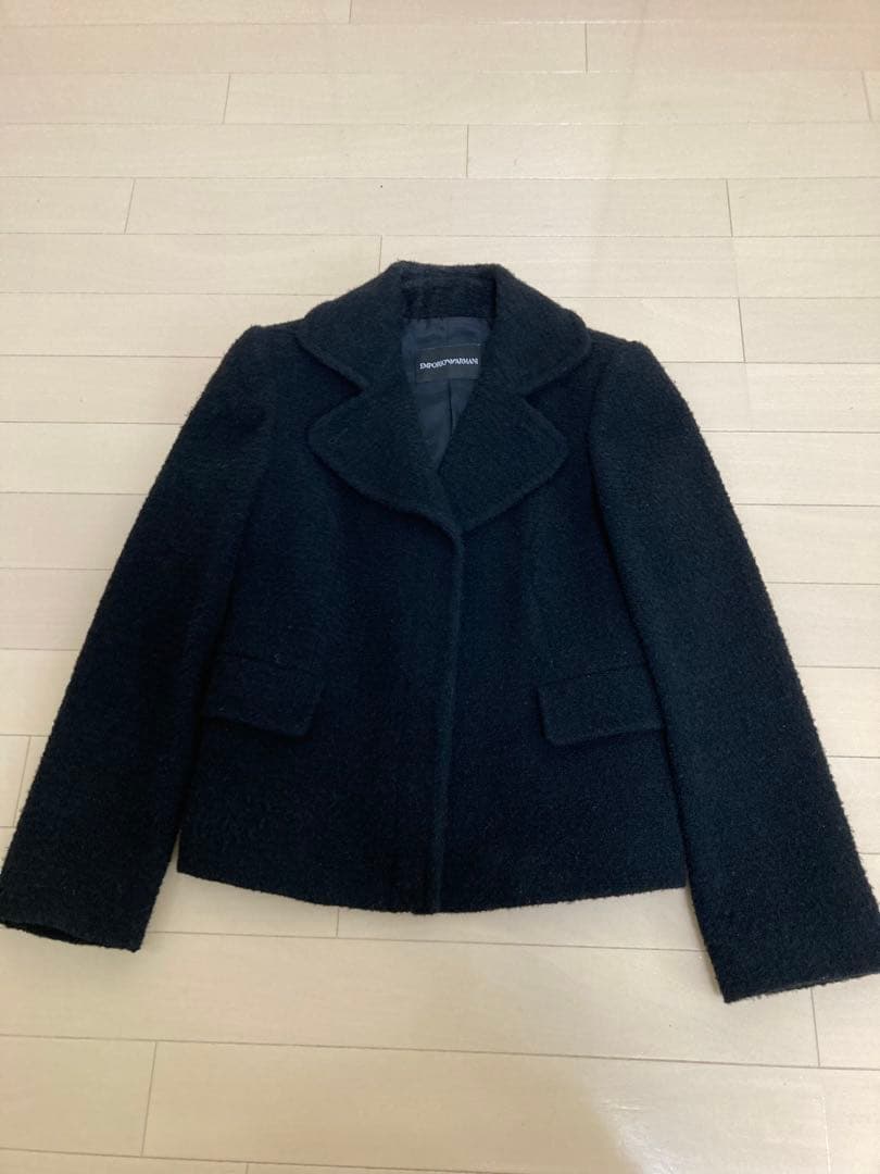 ☆エンポリオアルマーニ☆ ボア生地 ブラック テーラードジャケット