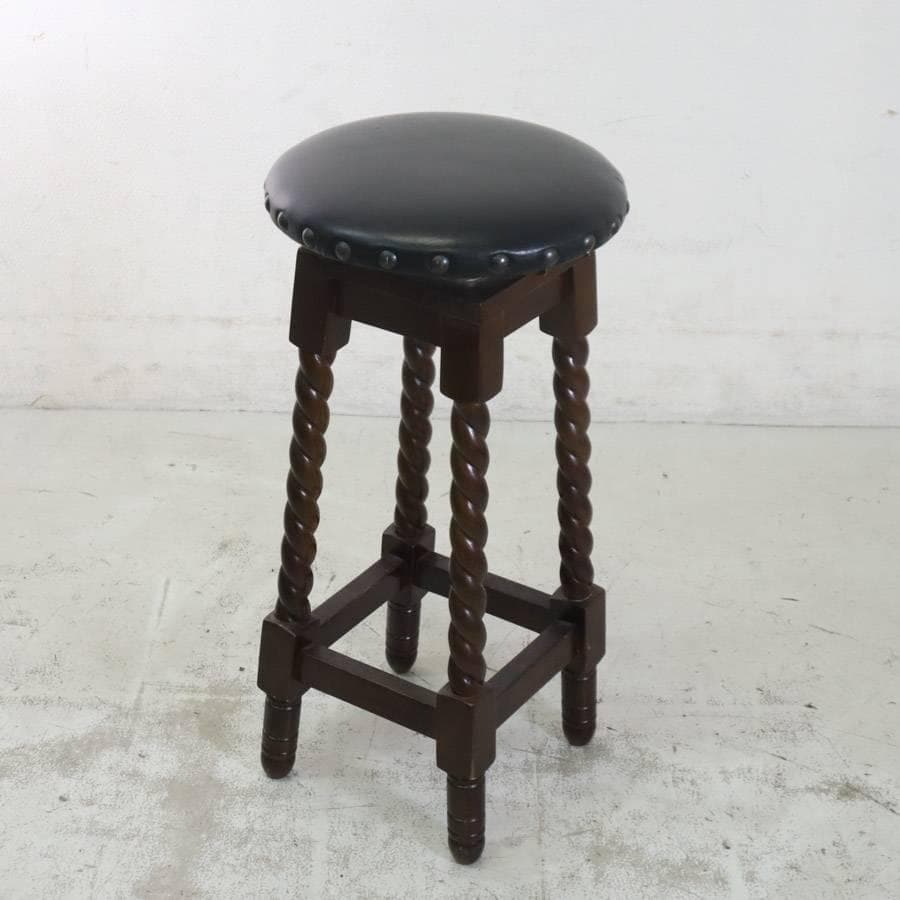 値下イタリア製 座面回転 バースツール ツイストレッグ アンティーク調 3