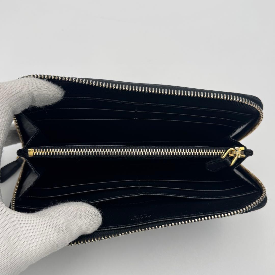 PRADA プラダ サフィアーノレザー ラウンドジップ 長財布 ウォレット 黒