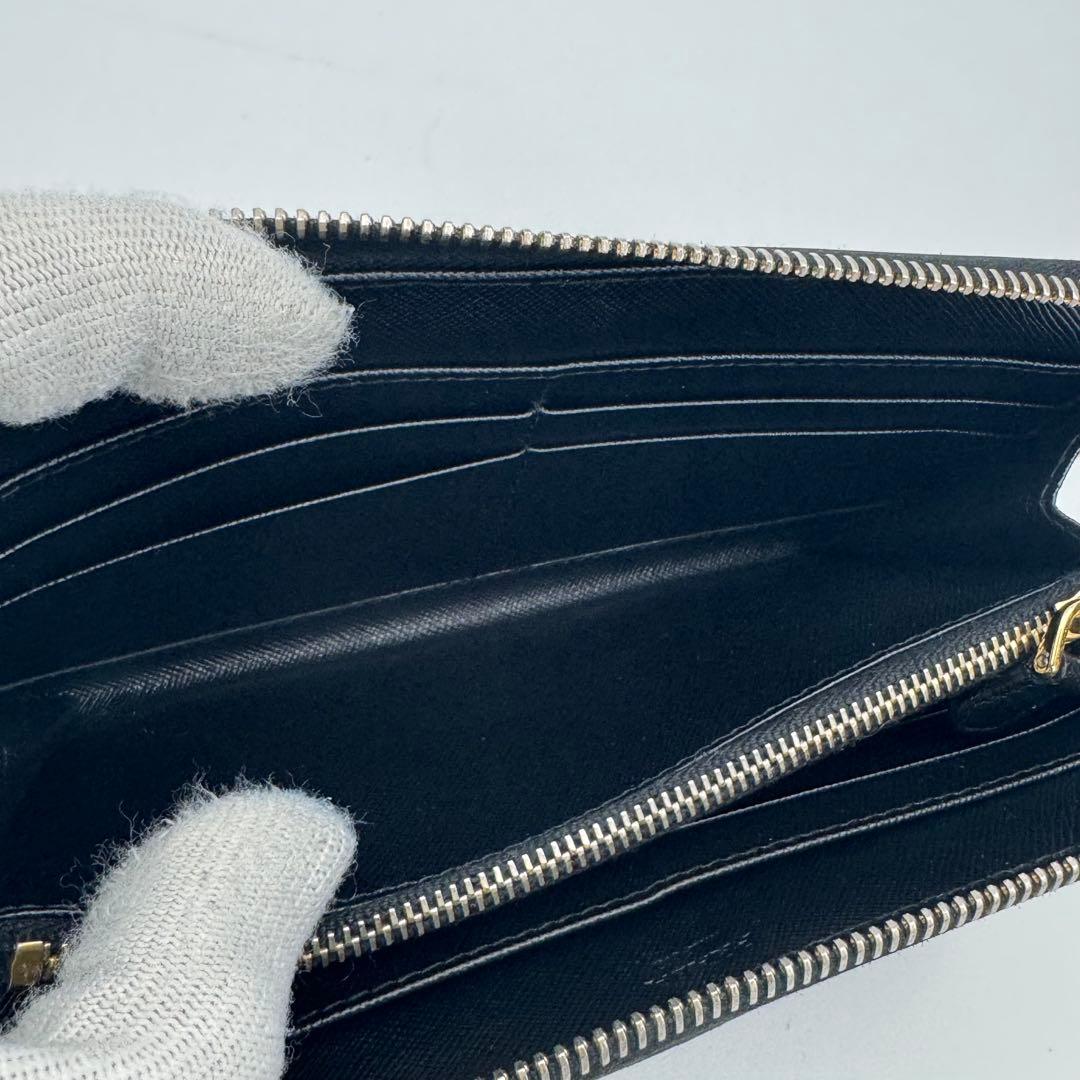 PRADA プラダ サフィアーノレザー ラウンドジップ 長財布 ウォレット 黒