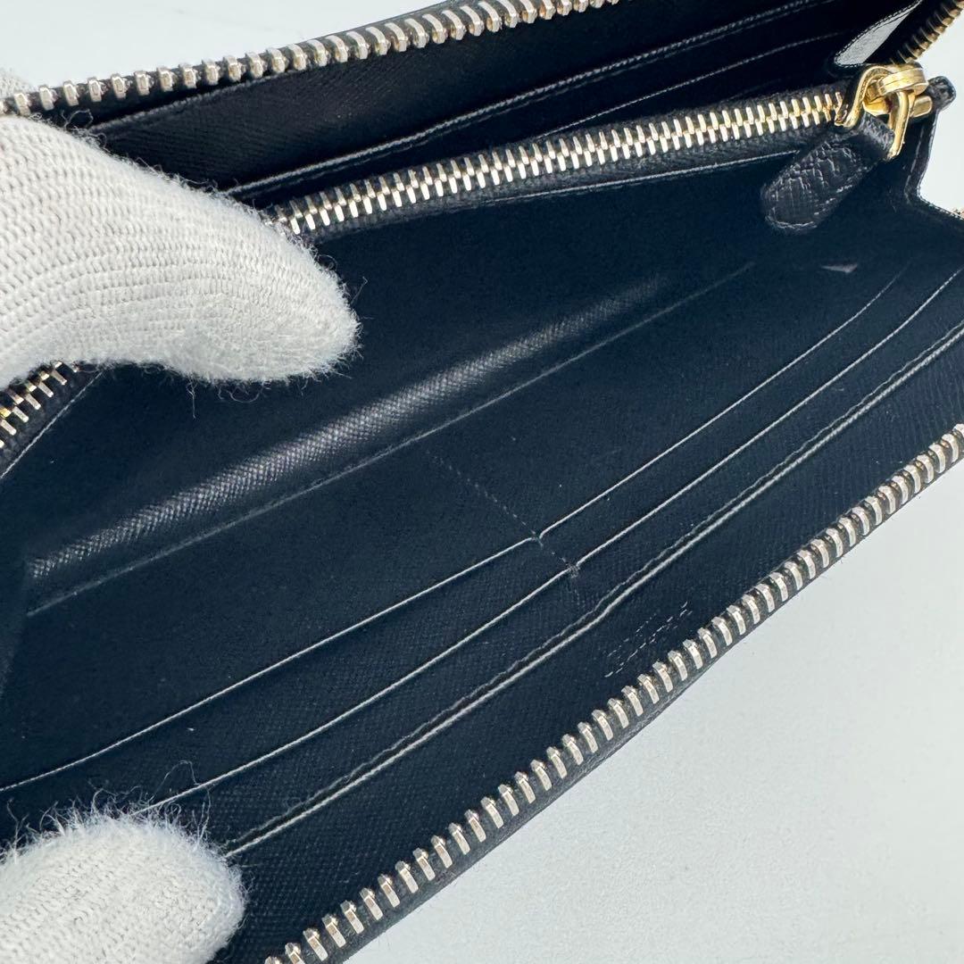 PRADA プラダ サフィアーノレザー ラウンドジップ 長財布 ウォレット 黒