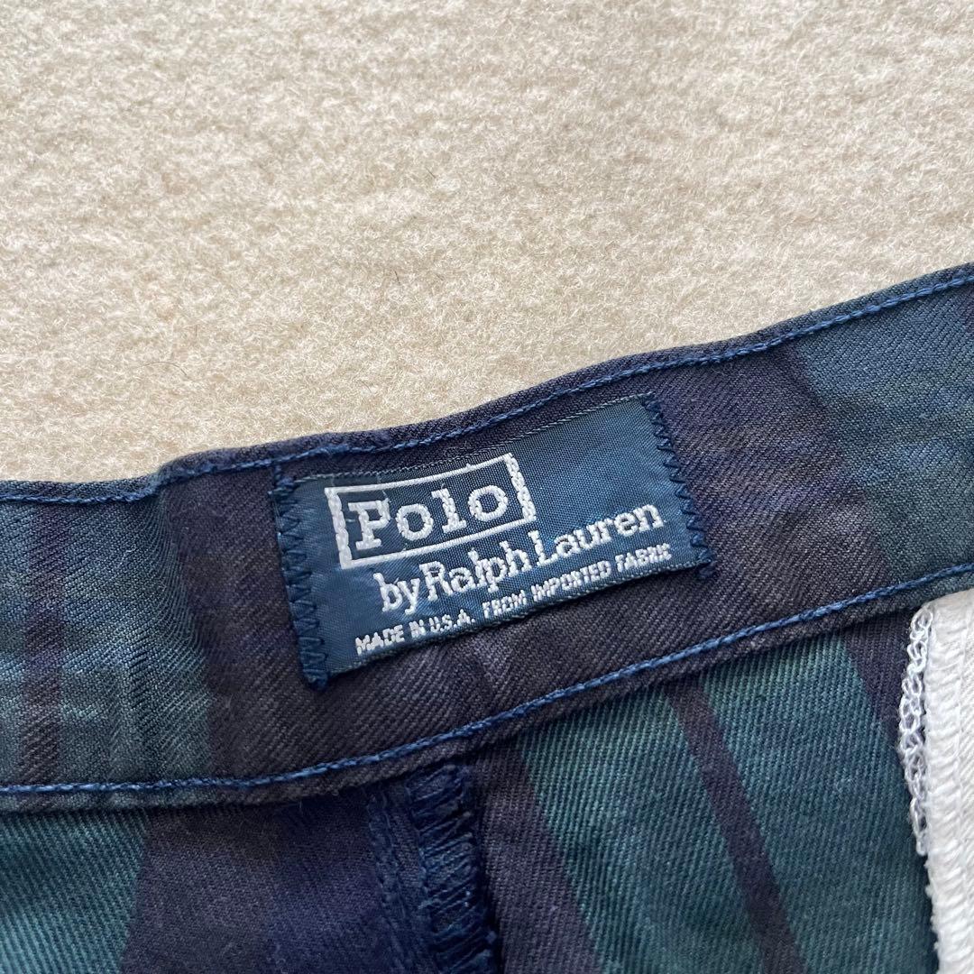 90s USA製 ラルフローレン チェックパンツ ブラックウォッチ 34×30