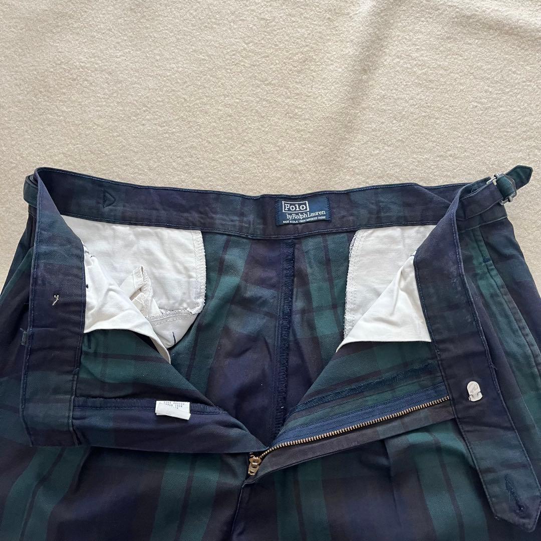 90s USA製 ラルフローレン チェックパンツ ブラックウォッチ 34×30