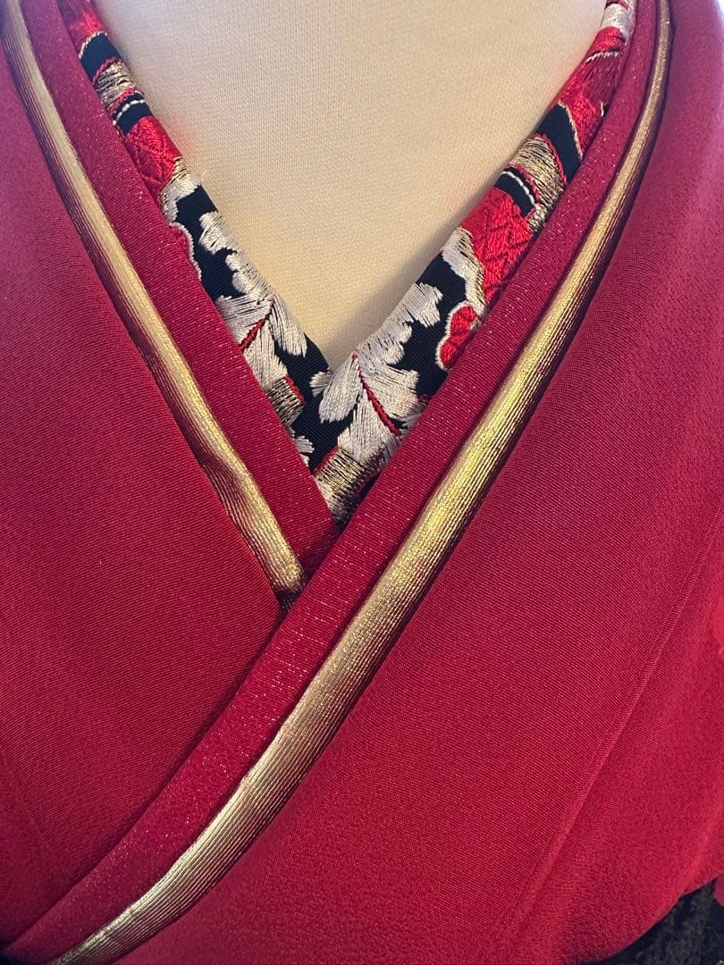 きもの友禅 正絹 振袖フルセット 振袖一式 着付けセット 人気 赤×黒 振袖