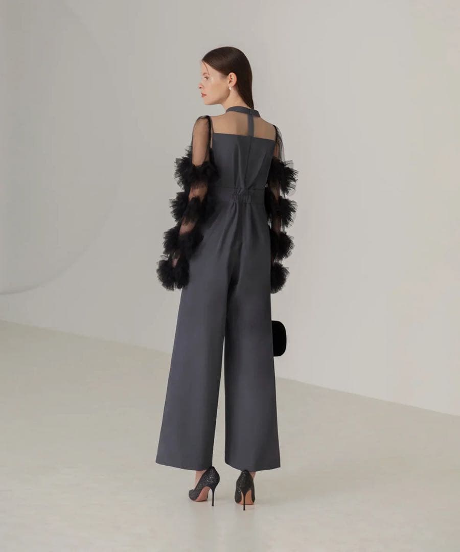 LEJA ボリュームチュールスリーブオールインワンパンツドレス