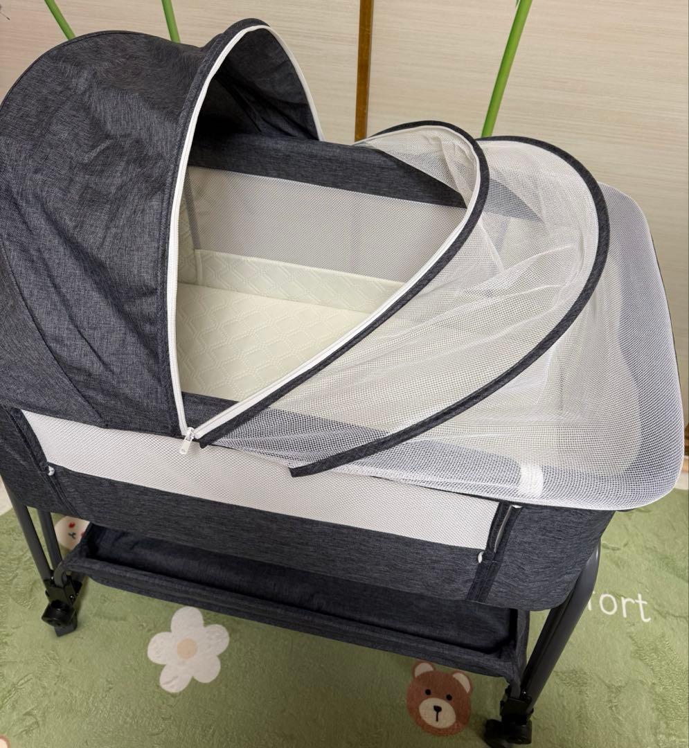 ベビーベッド グレー