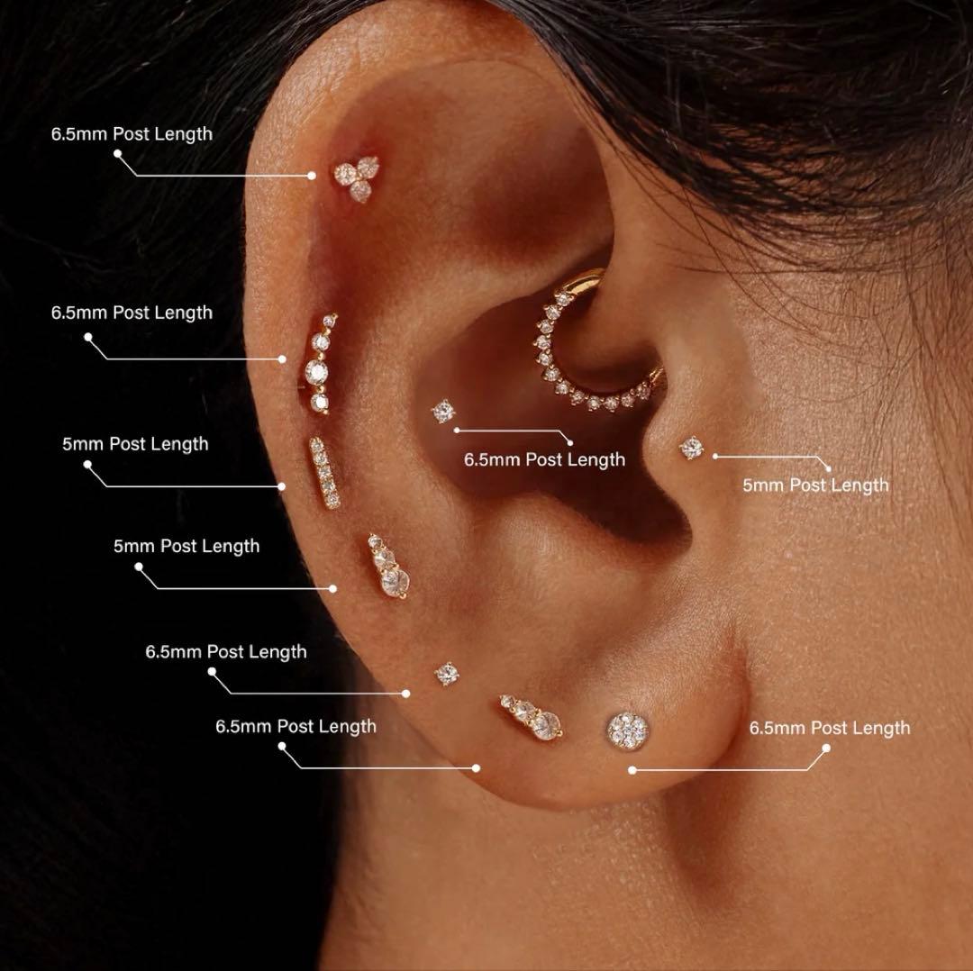 14K ソリッドゴールド シングル ミニ スパークル バタフライ ピアス