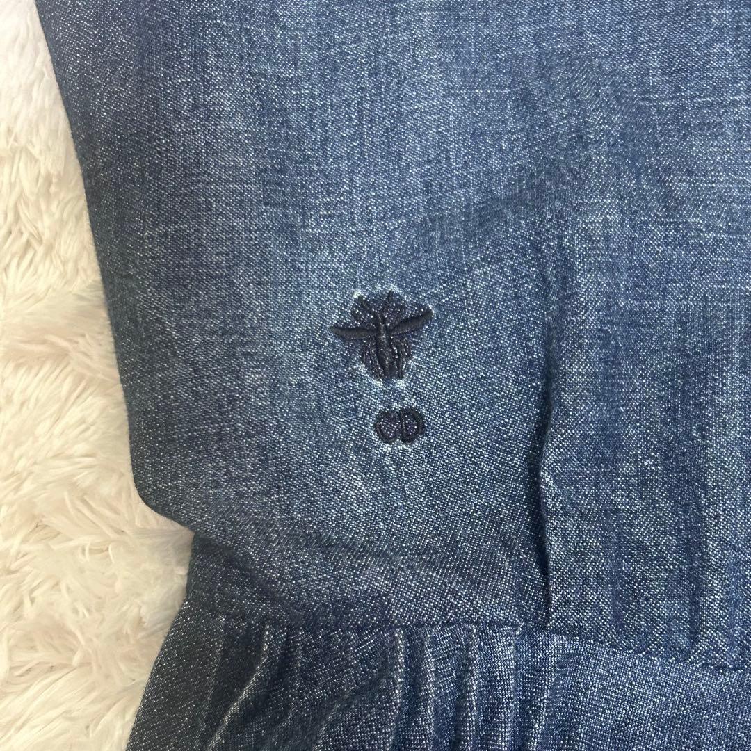 Christian Dior デニム プリーツ ワンピース 半袖 インディゴ